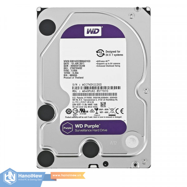 HDD WD Purple 1TB 3.5 inch - 6Gb/s, 64MB Cache, 5400rpm